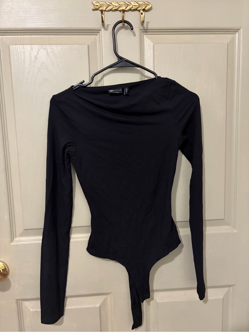 ASOS Black Long-Sleeve Boat Neck Bodysuit